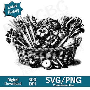 Mand met groenten lentetijd SVG PNG, vectorafbeelding, lasergraveur, cnc, illustraties, laser klaar, snijplanken, gepersonaliseerde geschenken