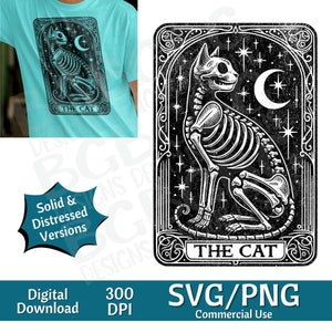 The Cat Tarot Card SVG PNG, Amante de gatos, Engraçado, Animais de estimação, Design de sublimação, Esqueleto, Sarcástico, Tarot Card Svg, Gravação a laser
