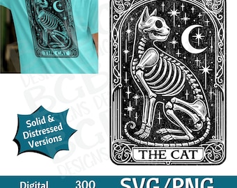 The Cat Tarot Card SVG PNG , Cat Lover, Funny, Pets, Sublimation Design, Skeleton, Sarcastic, Tarot Card Svg, Laser engraving