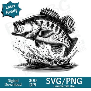 Crappie SVG, witte baars SVG, Sac-a-lait SVG, svg, png, vectorafbeelding, lasergraveur, cnc, illustraties, laser klaar