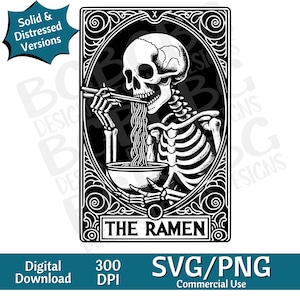 Die Ramen-Tarot-Karte SVG PNG, lustig, spirituell, Sublimationsdesign, Himmlisch, sarkastisch, Download, Tarot-Karte SVG, Lasergravur