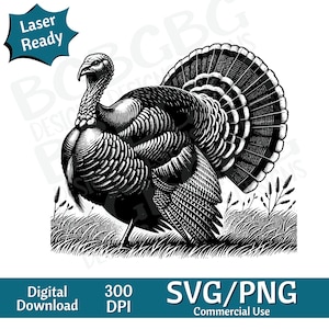 Turcja krocząca po polu SVG PNG, sylwetka Turcji, gotowa do lasera, grafika wektorowa, grawer laserowy, cnc, Clip art