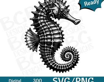 Seahorse SVG PNG, Ocean svg vector graphic, laser engraver, cnc, Clip art, laser ready, cutting boards,  Personalized Gift