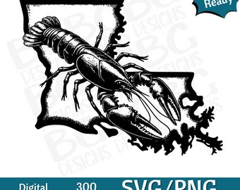 Crawfish with Louisiana State outline SVG PNG, Sublimation, Bayou Clipart, looking like a snack, Louisiana, Mud Bug, Crawdads,