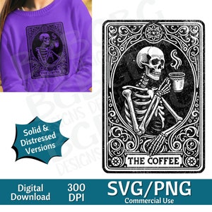 La Carta del Tarot del Café SVG PNG , Divertido, Espiritual, Diseño de Sublimación, Celestial, Sarcástico, Descargar, Carta del Tarot Svg, Grabado láser