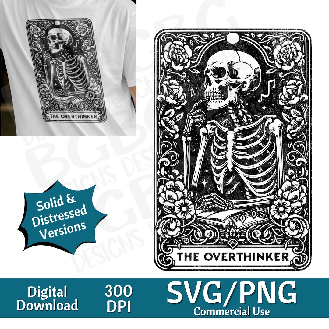 Overthinking Card The Overthinker Tarot Card SVG PNG , Funny, Introvert, Sublimation ...