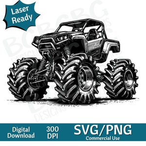 Side by Side Lifted SVG PNG, UTV, Quad, vector graphic, laser engraver, Clip art, laser ready, cutting boards,  Personalized Gifts