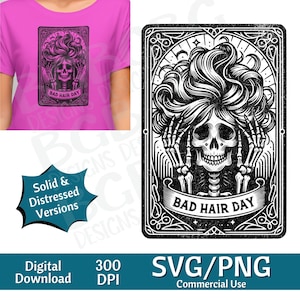 Bad Hair Day Tarocchi SVG PNG, Divertente, Spirituale, Design a sublimazione, Celestiale, Sarcastico, Download, Tarocchi Svg, Incisione laser