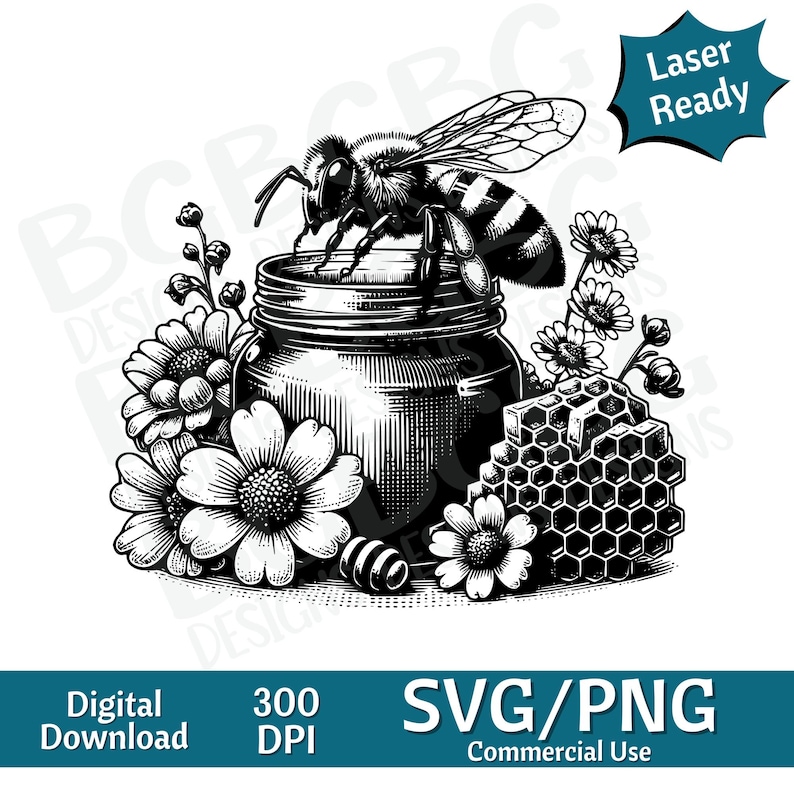 Honey Bee, Bumble Bee, Spring Time SVG PNG, Vector Graphic, Laser ...