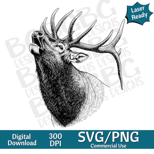 Explosión de alce en formato SVG y PNG, gráfico vectorial, grabador láser, CNC, imágenes prediseñadas, compatible con láser, tablas de cortar, regalos personalizados