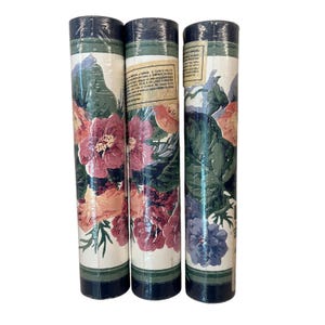 Vintage Eisenhart Floral Wallpaper Border 3 Rolls Blue Green Pink 15 Yards Total
