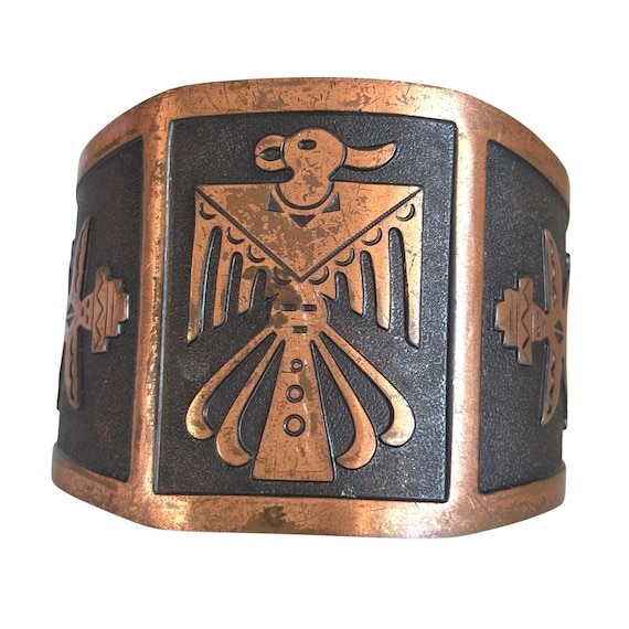 Vintage Solid Copper Thunderbird Cuff Bracelet Ka… - image 1