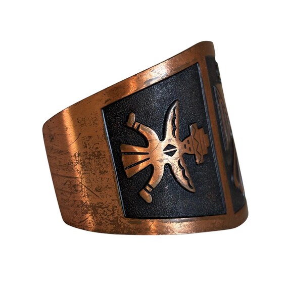 Vintage Solid Copper Thunderbird Cuff Bracelet Ka… - image 3