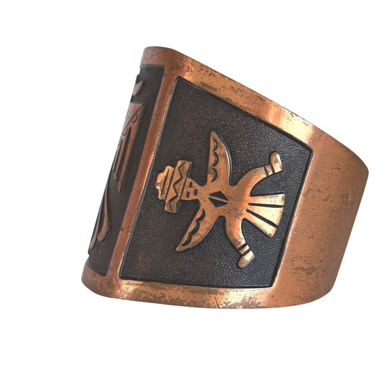 Vintage Solid Copper Thunderbird Cuff Bracelet Ka… - image 2