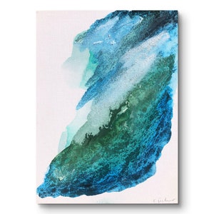 Obra original 18 x 24 cm "Águas Pacíficas" - acrílico sobre quadro de pintura de alta qualidade, arte de parede, pintura abstrata, imagem com mar, série Creta