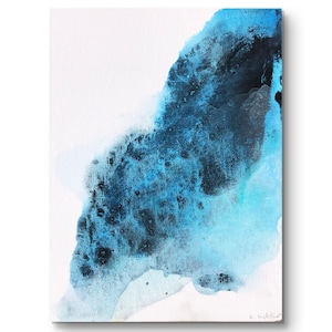 Obra original 18 x 24 cm "Ocean Deep" - acrílico sobre quadro de alta qualidade, arte de parede, pintura abstrata, imagem com mar, série Creta
