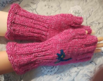 Roze Gebreide Arm Warmers - Handschoenen