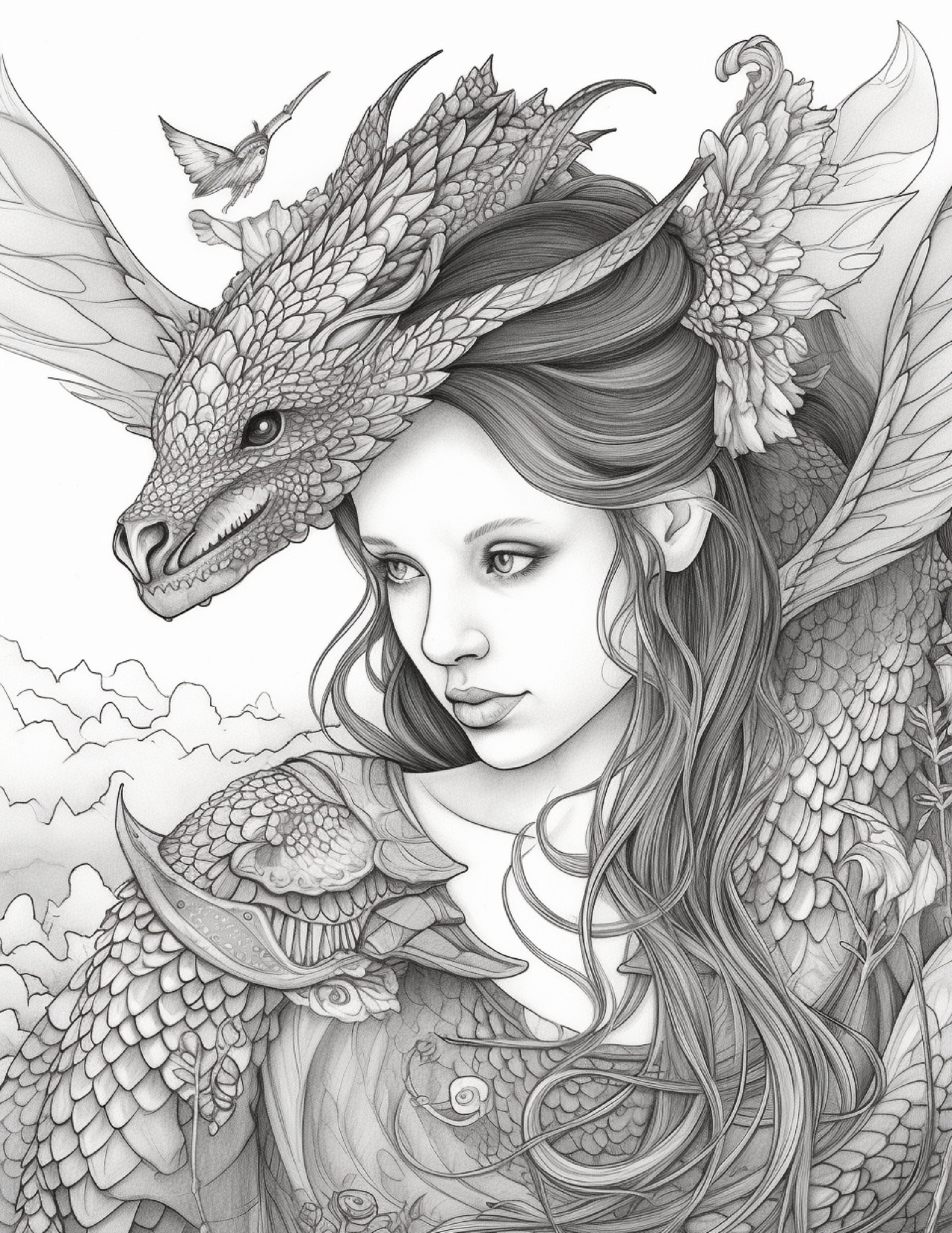 204 Fairies Dragons Coloring Bundle for Adults & Kids Digital Download ...