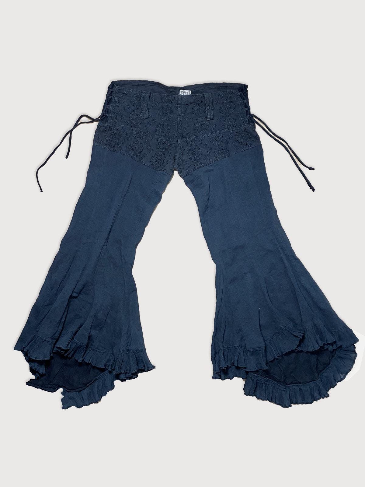 Y2K Black Low Waist Lace-up Flare Pants – Small - Etsy