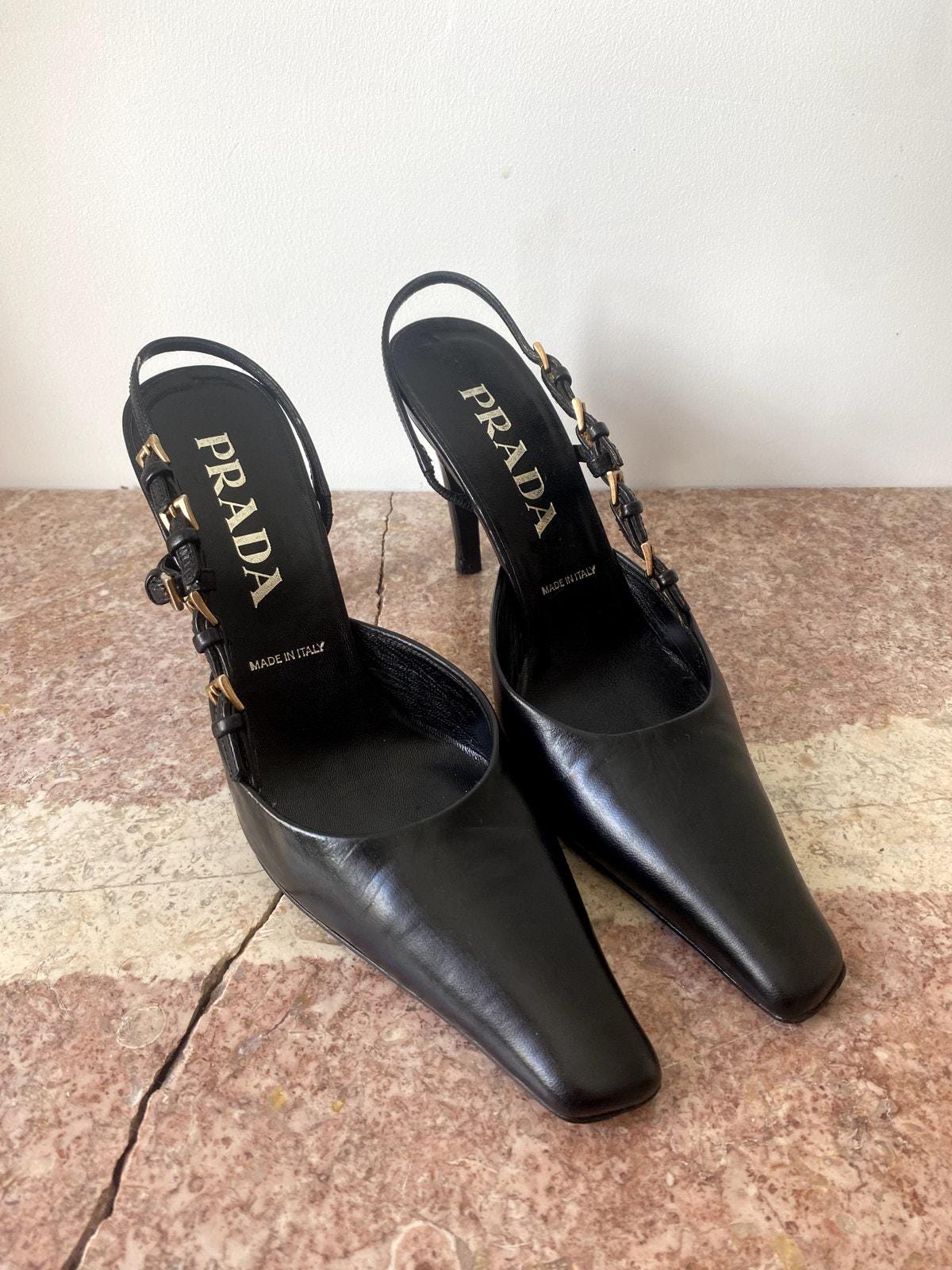 PRADA ヒール Prada Late-'90s Multi-buckle Square-toe Slingback Pumps - Etsy