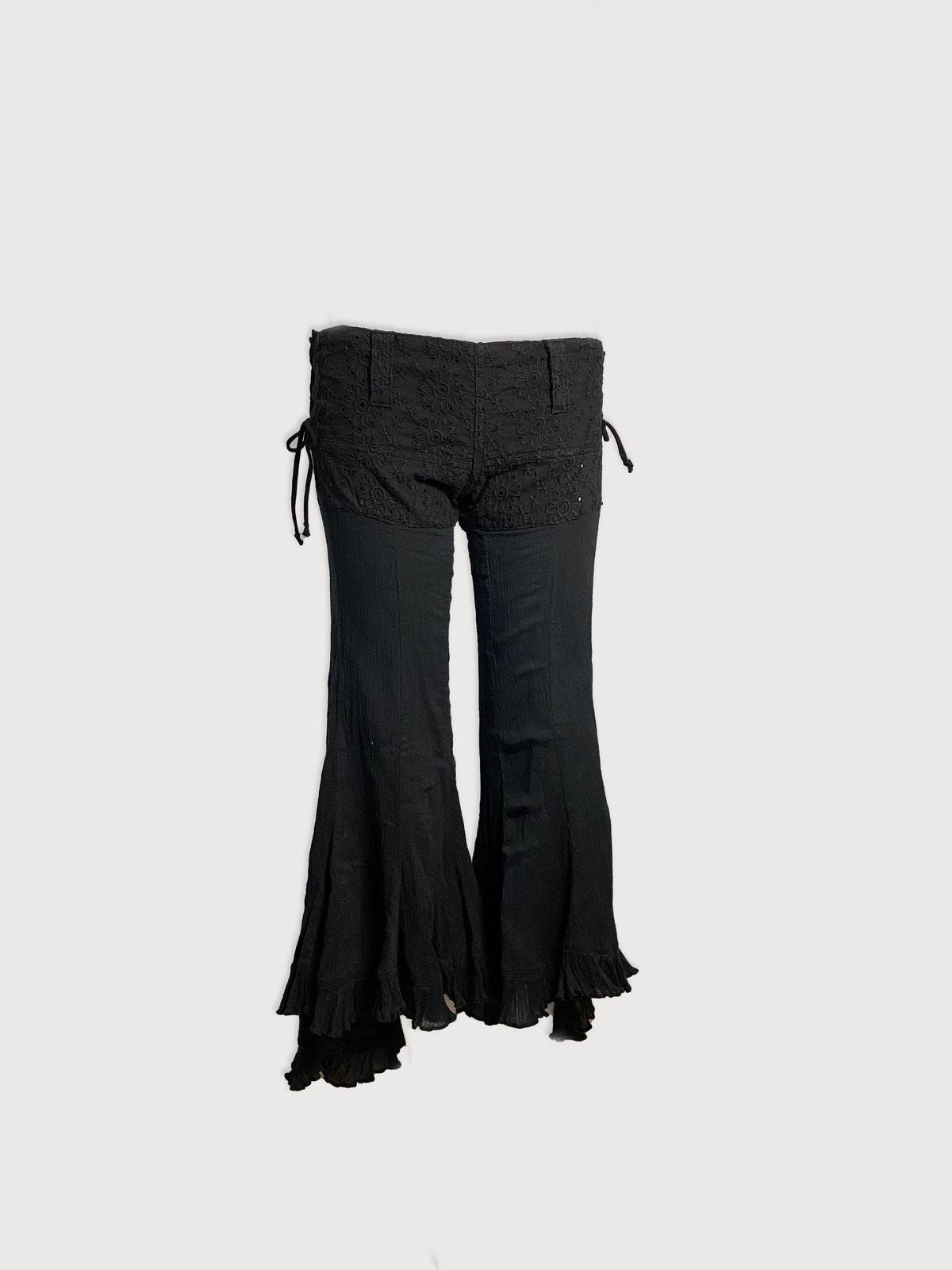 Y2K Black Low Waist Lace-up Flare Pants – Small - Etsy