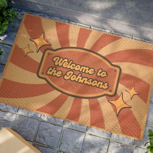 Personalized Family Welcome Mat: Modern Vintage Coir Doormat
