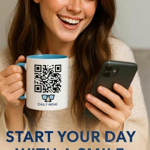 Daily Meme QR Code Mug | Fun Novelty Gift