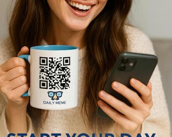 Daily Meme QR Code Mug | Fun Novelty Gift