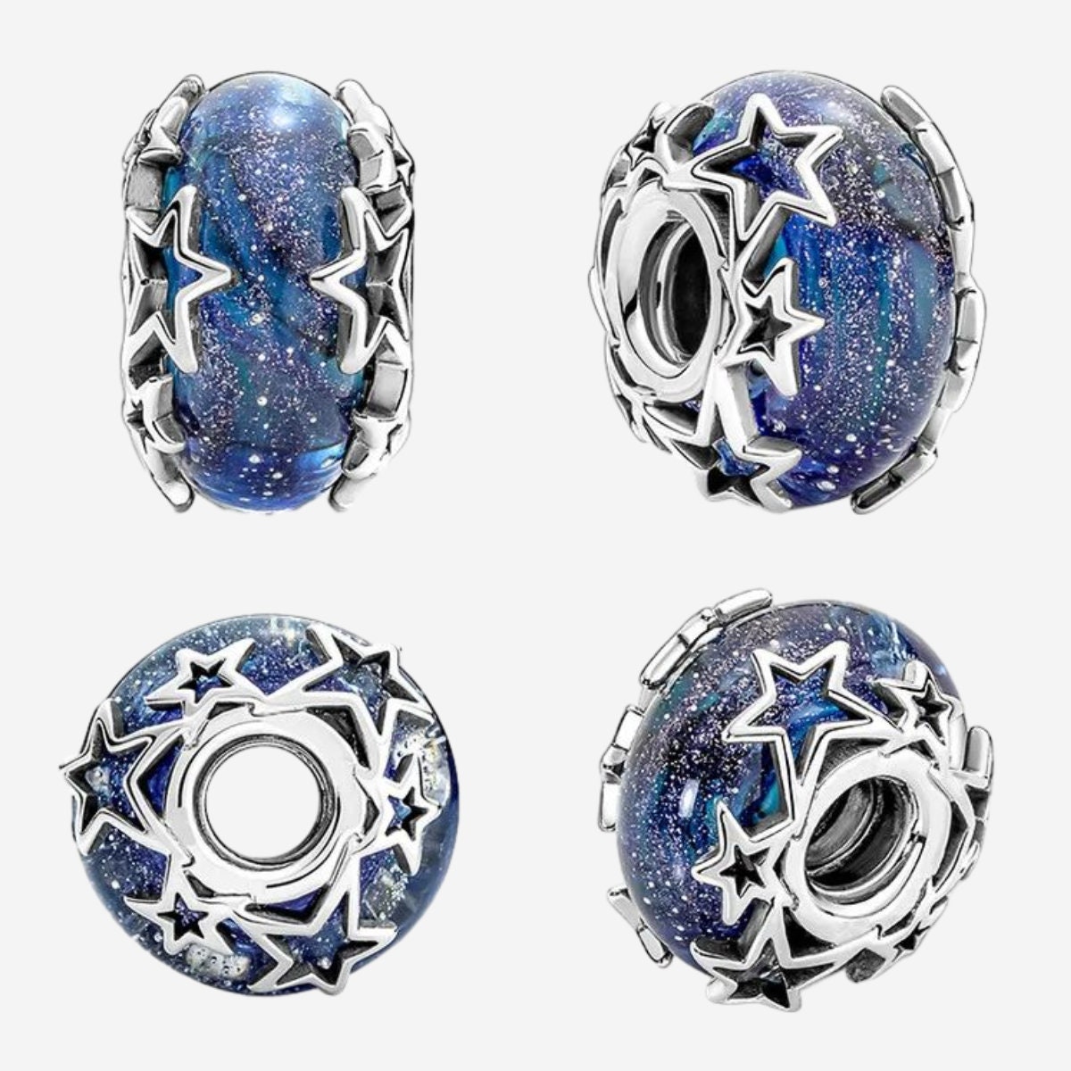 Orecchini A Sfera In Vetro Di Murano Autentico – Colore Blu Navy Scintillante