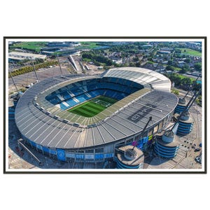 Manchester City Aerial Wall Art Print Etihad Stadium Wall Hanging Metal Framed Poster Gift For Friend