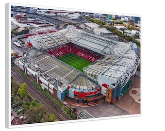 Impresión de arte de pared aéreo del Manchester United, lienzo para colgar en la pared de Old Trafford, regalo para un amigo