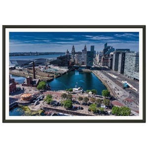 Liverpool Waterfront Aerial Wall Art Print Liverpool City Wall Hanging Metal Framed Poster