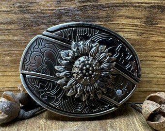 Sunflower knife belt buckle,self defense belt,forged stainless steel, gift for him, belt buckle blade, metal belt buckle, jeans belt