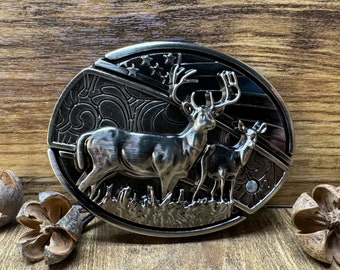 Twin Deer Dream Knife Belt Buckle, zelfverdedigingsgordel, gesmeed roestvrij staal, cadeau voor hem, riemgesp mes, metalen riemgesp, jeansriem