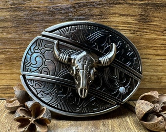 Longhorn Metal Belt Buckle,self defense belt,forged stainless steel, gift for him, belt buckle blade, metal belt buckle, jeans belt