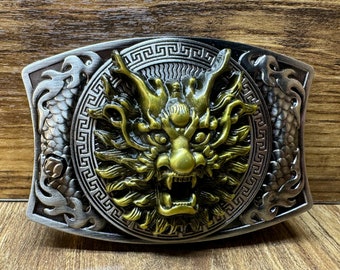 Dragon Pattern Knife Square Belt Buckle,self defense belt,forged stainless steel, belt buckle blade, metal belt buckle, jeans belt