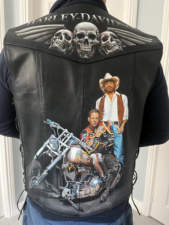 Realistic Harley Davidson Custom Painted Leather Jacket, Size M