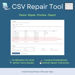 CSV Repair Tool | Fix Corrupted CSV Files, Clean & Repair Data, Excel Compatible, Browser-Based Offline CSV Cleaner