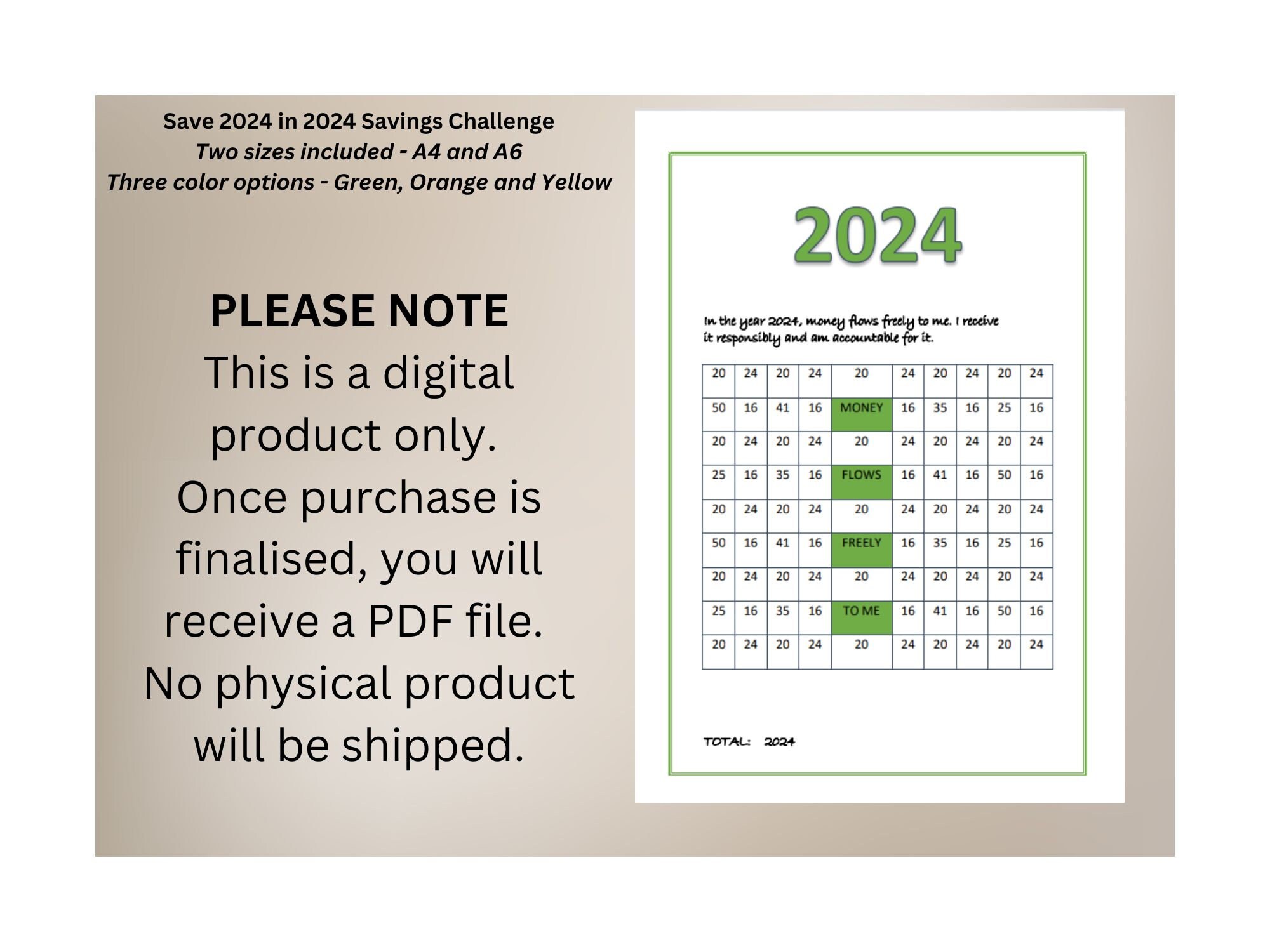 Savings Challenge Save 2024 in 2024 A4 & A6 Printable PDF Etsy