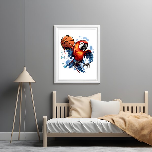 Kids room decor Parrot Playing Basketball