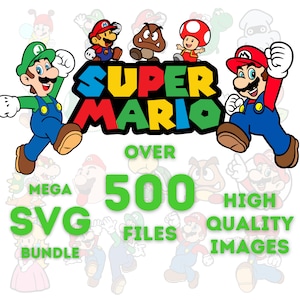 Super Mario SVG Bundle , Super Mario Font , Super Mario Bros Svg , Super Mario Christmas , Super Mario Svg Png Jpg Bundle
