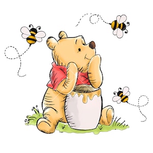 Pooh Bear png, familiepng, vakantiehitte png, kinder T-shirtontwerp