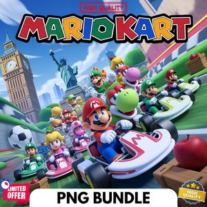 Super Mario Kart PNG Bundle, Mario Kart Rennen Png, Mario Charaktere PNG, Mario Cars PNG, Videospiel Clipart, Mario Charaktere Png, 36 Datei