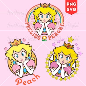 Prinzessin Peach SVG, Gefühl Pfirsich svg, Mario Bros geschnitten Datei, Retro Prinzessin Peach svg, Cricut-Dateien, Prinzessin Silhoutte, Prinzessin svg