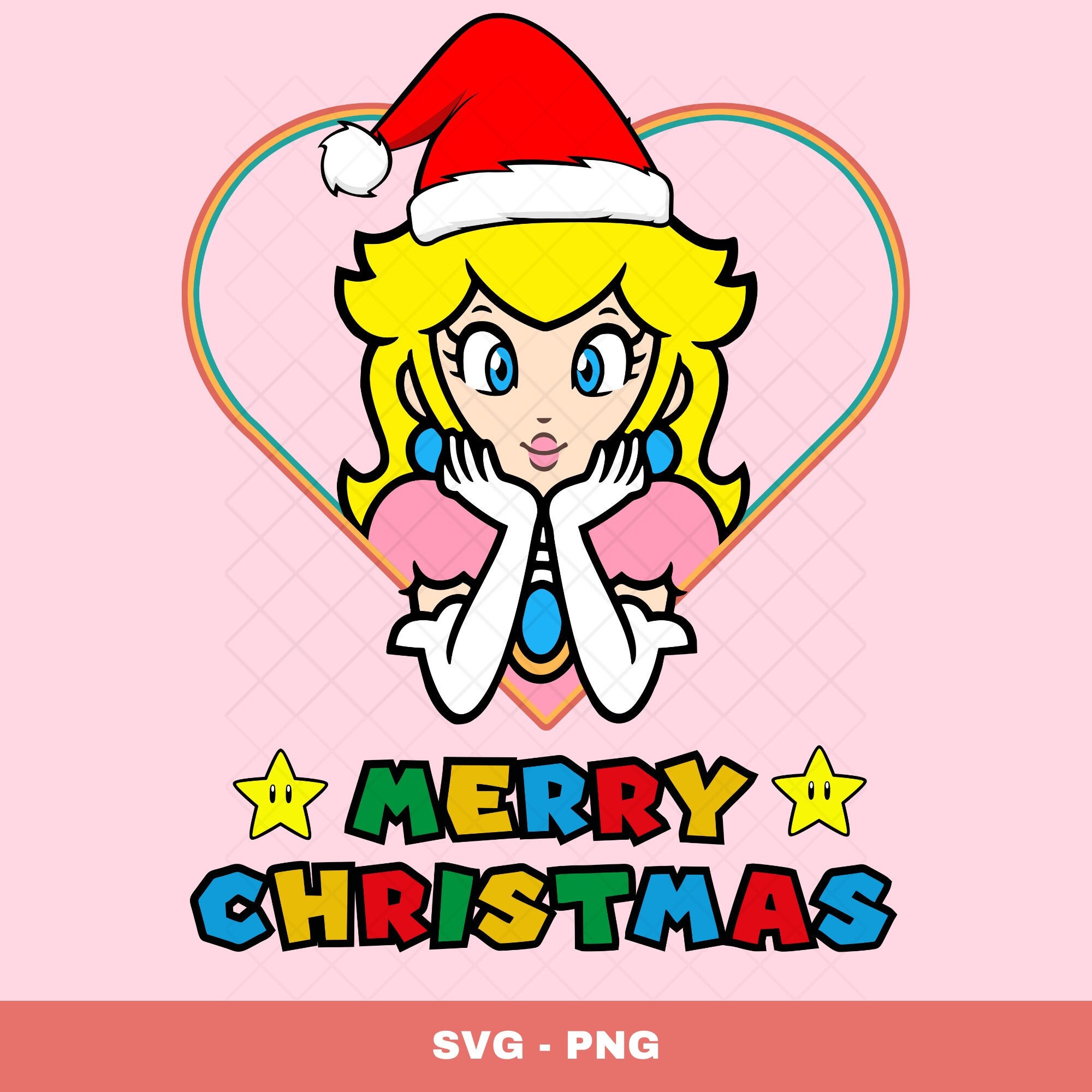 Princess Peach Christmas Svg, Princess Peach Christmas Png, Super Mario