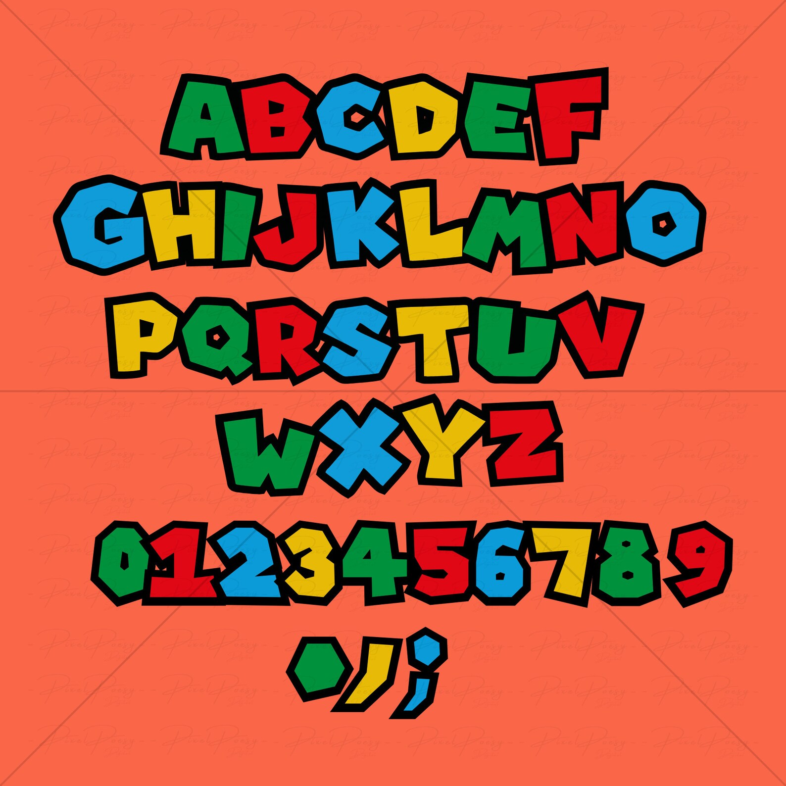 Super Font, Colorful Super Mario Font Bundle, Mario Bros Bundle SVG
