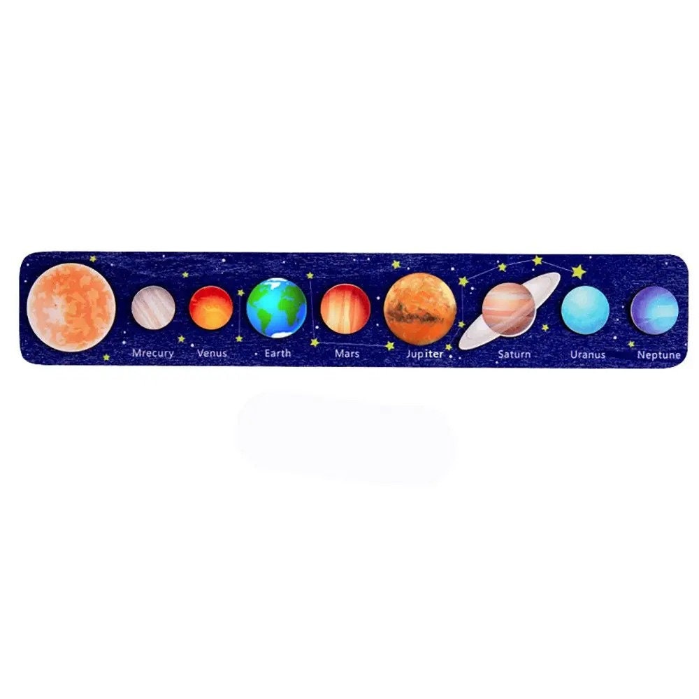 Wooden Solar System Model Board Puzzle Montessori Planets Learning ...