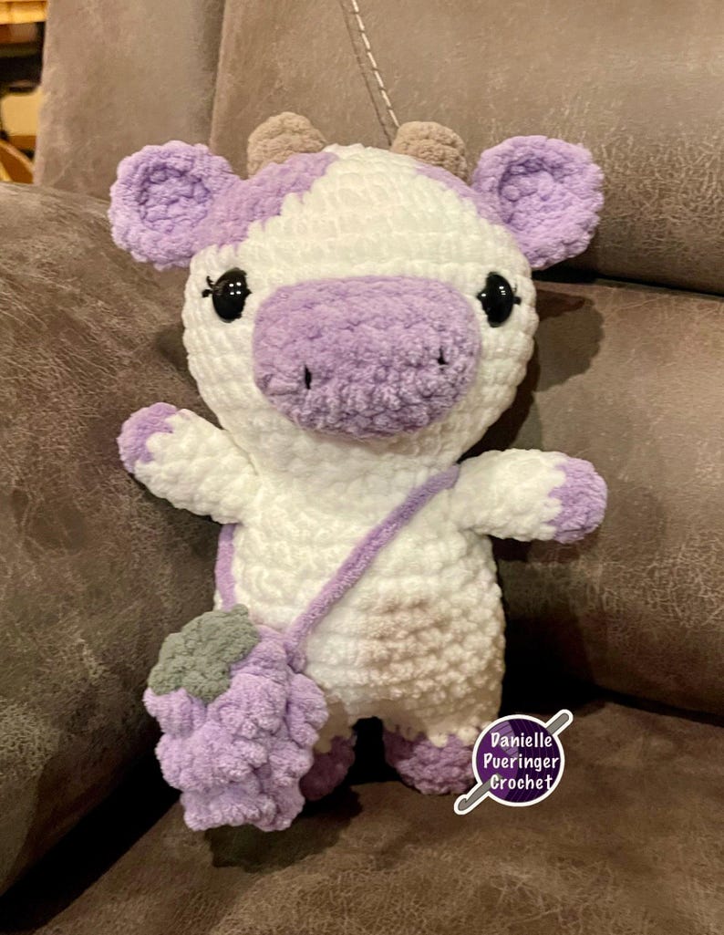Crochet Cow Plushie - Crochet Cow, Crochet Blueberry Cow, Blue ...