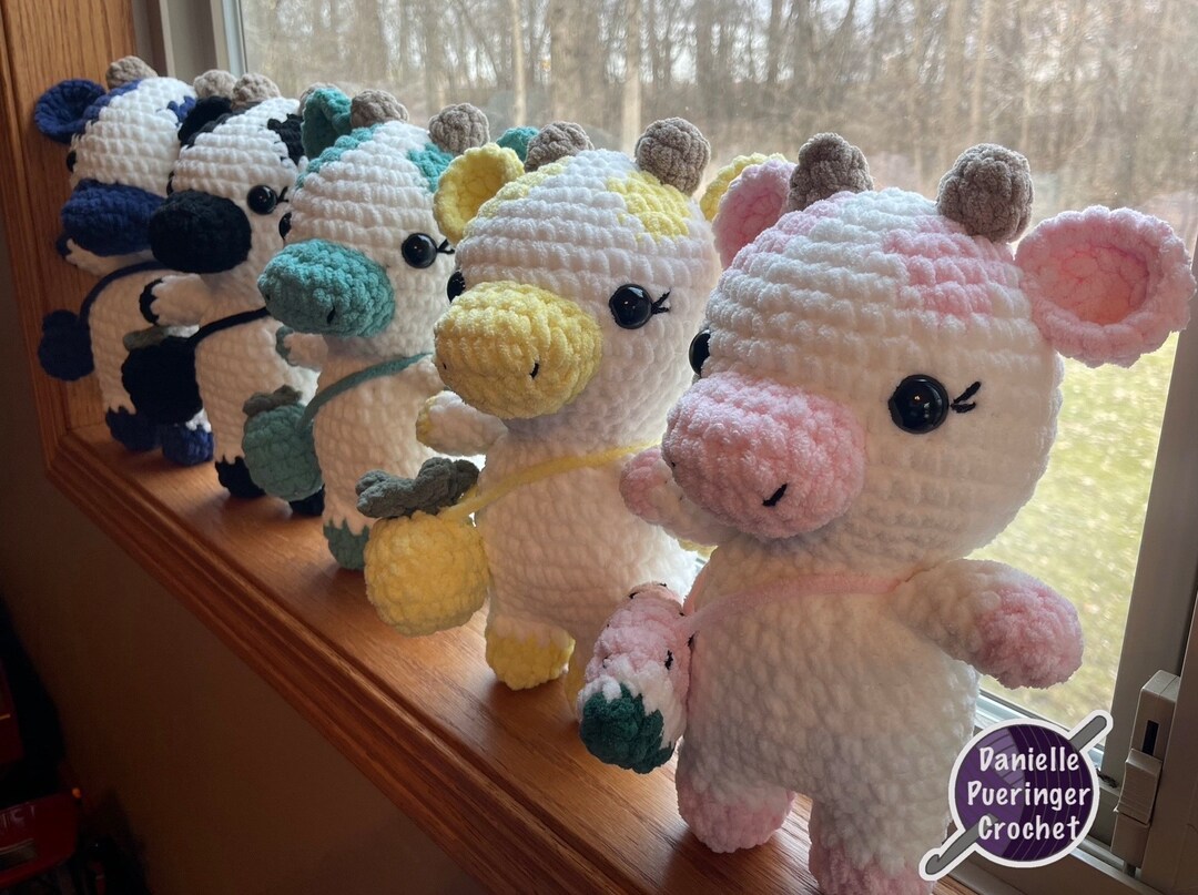 Crochet Cow Plushie - Crochet Cow, Crochet Blueberry Cow, Blue ...