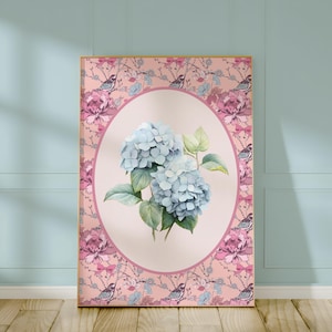 Blue Hydrangea Print, Chinoiserie Print, Hydrangea Print, Grandmillenial Print, East Coast Print, Hydrangea Painting, Coastal Granddaughter